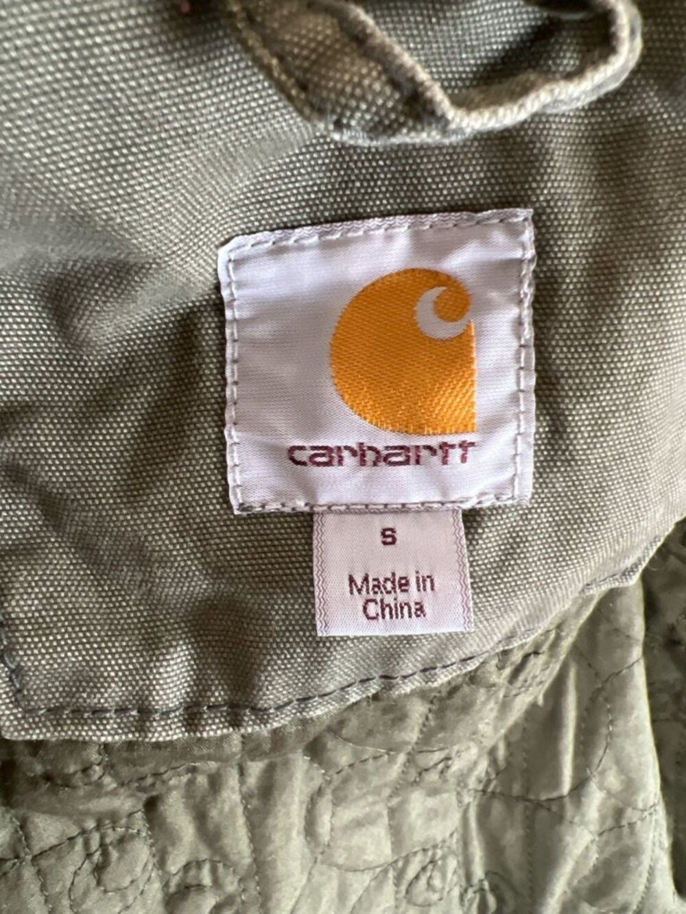 Carhartt Women S4/6 Canvas Hooded Jacket Quilted Lined Olive Green Utility Parka - Picture 5 of 10